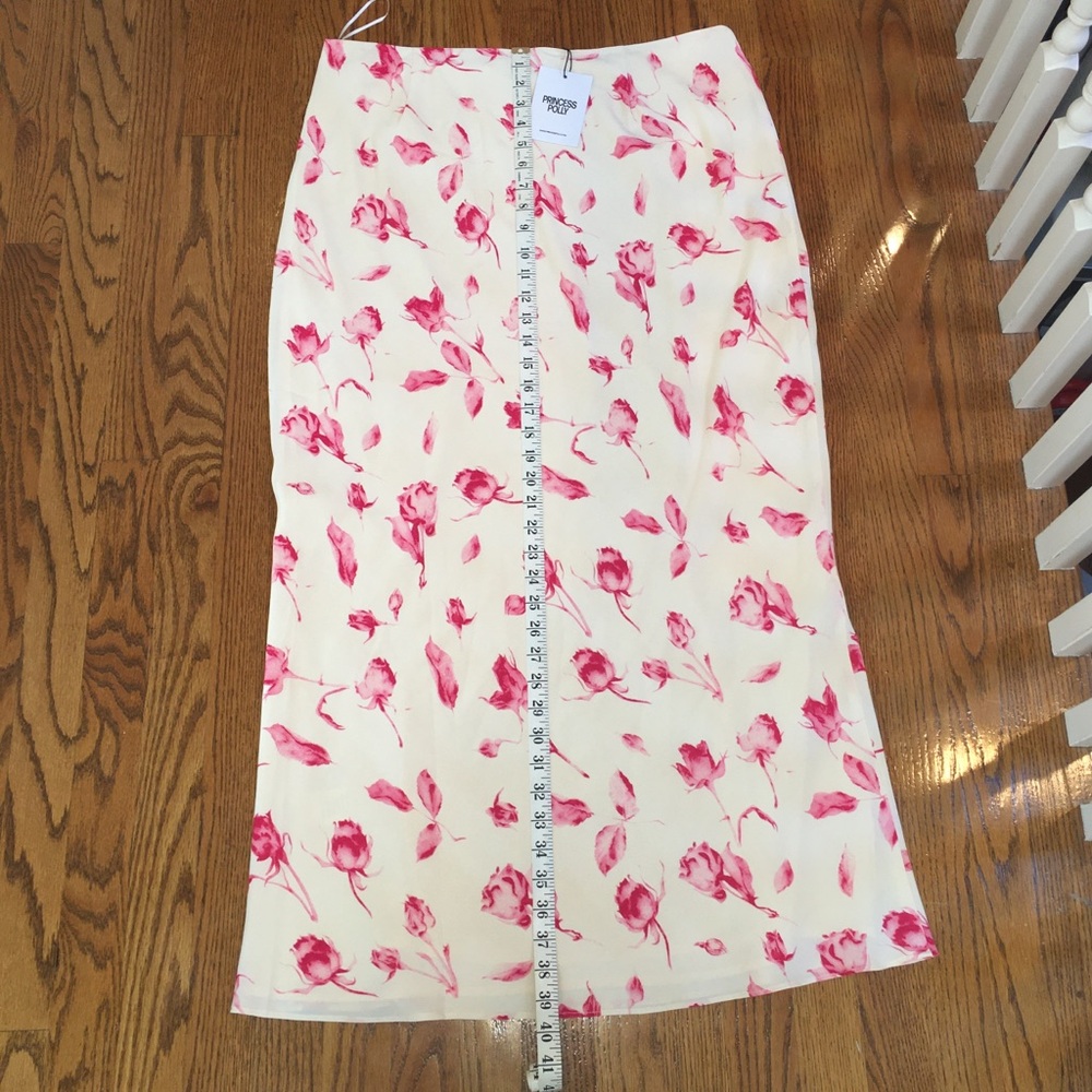 Princess Polly Mangoes Floral Print Cream Pink Maxi Long Skirt - Picture 11 of 12
